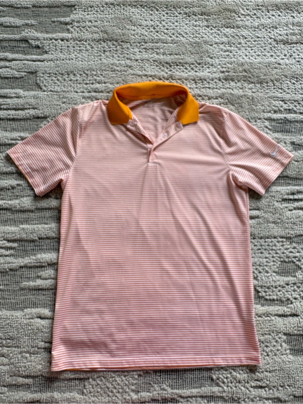 Nike Golf Men's Orange Stripe Dri-Fit Polo, Size Medium